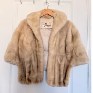 Vintage Robinsons's Luxurious 1960's Emba Pastel Mink‎ Wrap Silk Lining Pockets